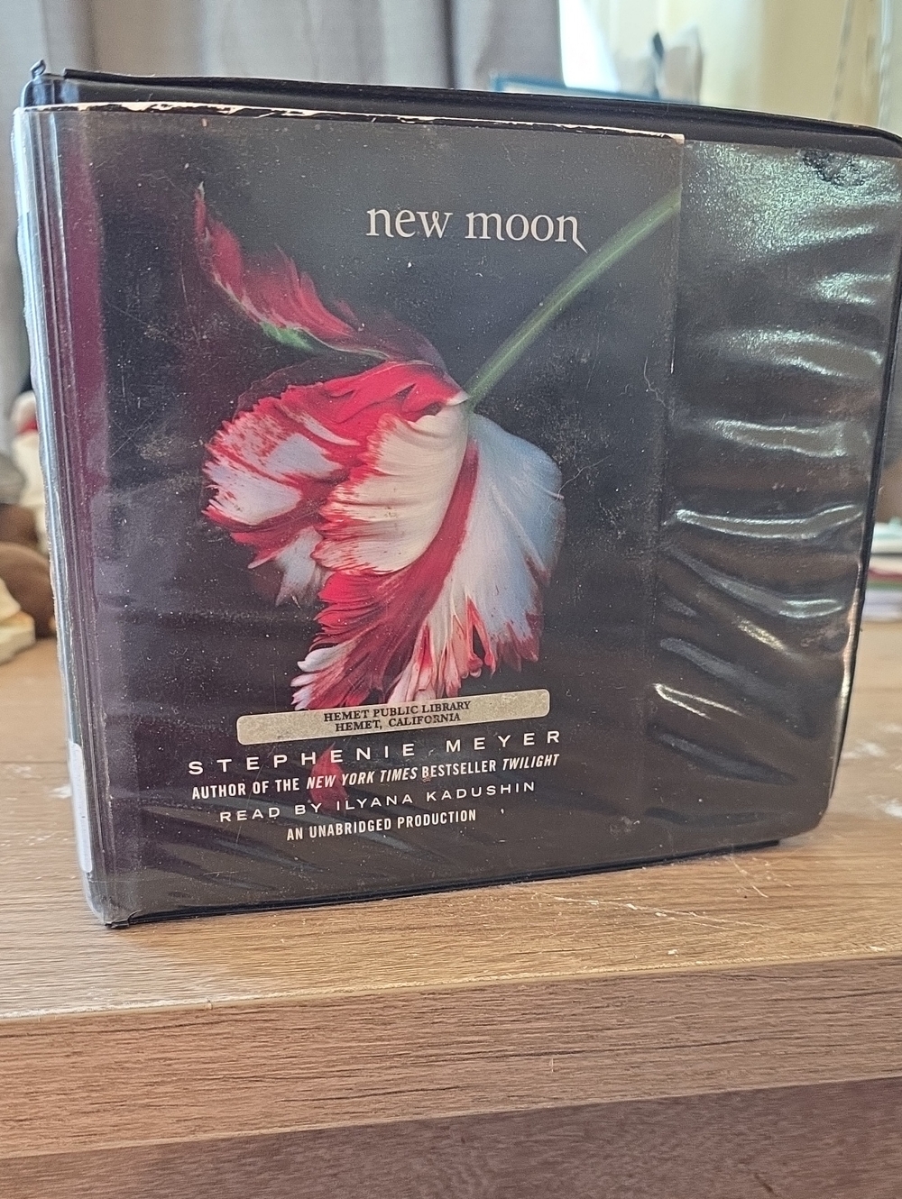 New Moon Audio Book Decorative Book - Red and White Floral Cover
